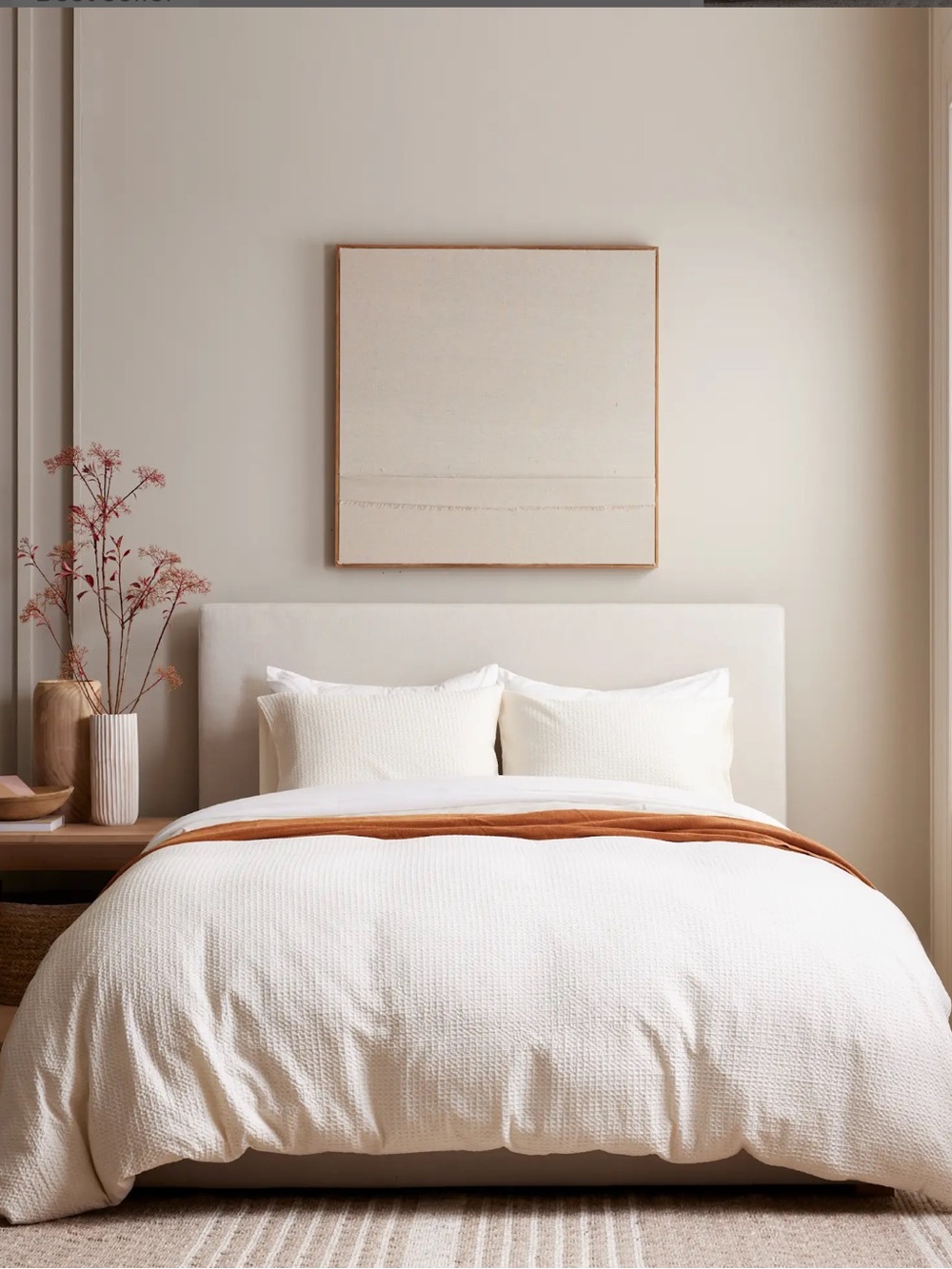 Quince Twin Luxe Honeycomb Duvet Cover  Organic Undyed Natural